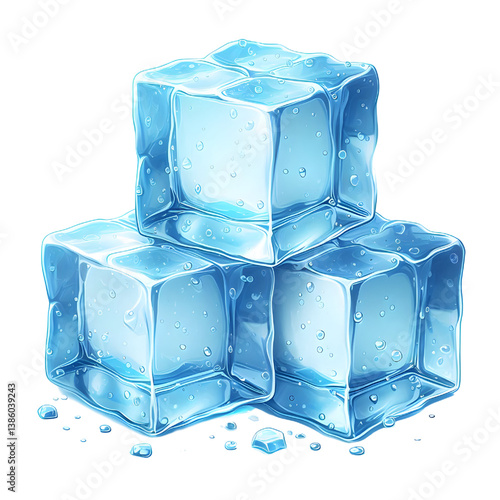 Light blue ice cubes.only in vector file isolated on white background