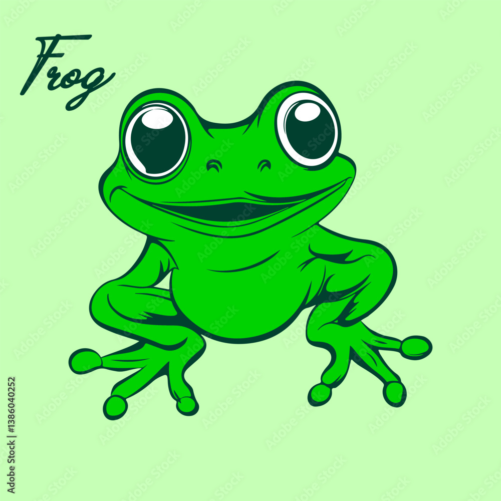 Obraz premium Cute Frog Mascot Character Vector Illustration for Branding and Stickers