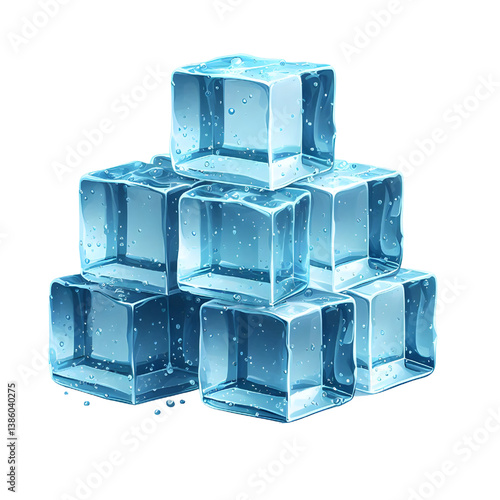 Light blue ice cubes.only in vector file isolated on white background