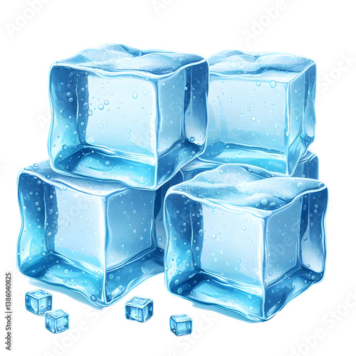 Light blue ice cubes.only in vector file isolated on white background