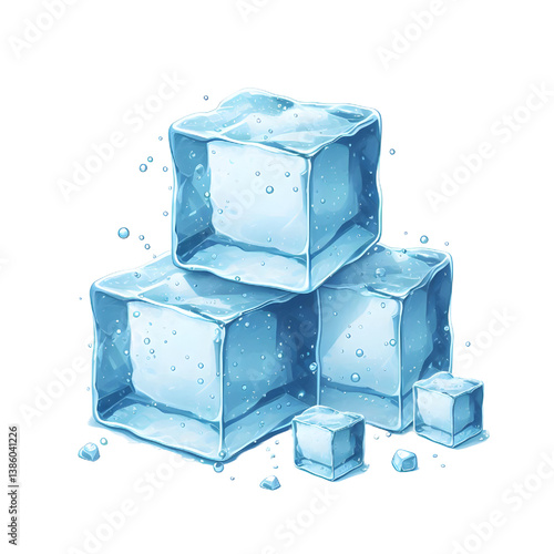 Light blue ice cubes.only in vector file isolated on white background