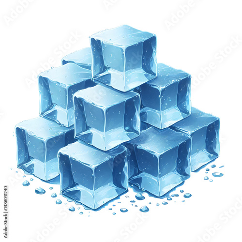 Light blue ice cubes.only in vector file isolated on white background