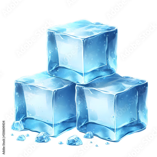 Light blue ice cubes.only in vector file isolated on white background