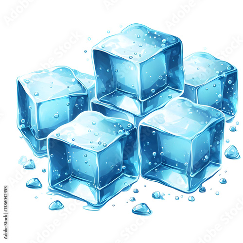 Light blue ice cubes.only in vector file isolated on white background