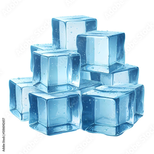Light blue ice cubes.only in vector file isolated on white background