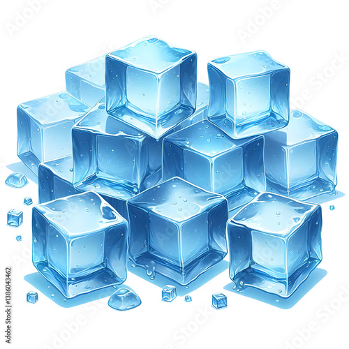 Light blue ice cubes.only in vector file isolated on white background