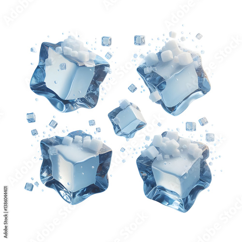 Light blue ice cubes.only in vector file isolated on white background