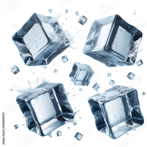 Light blue ice cubes.only in vector file isolated on white background