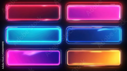 Six Rectangular Illuminated Color Buttons
