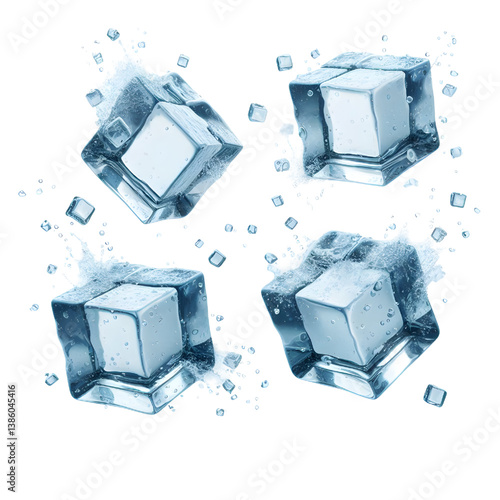 Light blue ice cubes.only in vector file isolated on white background