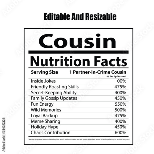 Cousin Nutrition Facts, Nutrition Facts