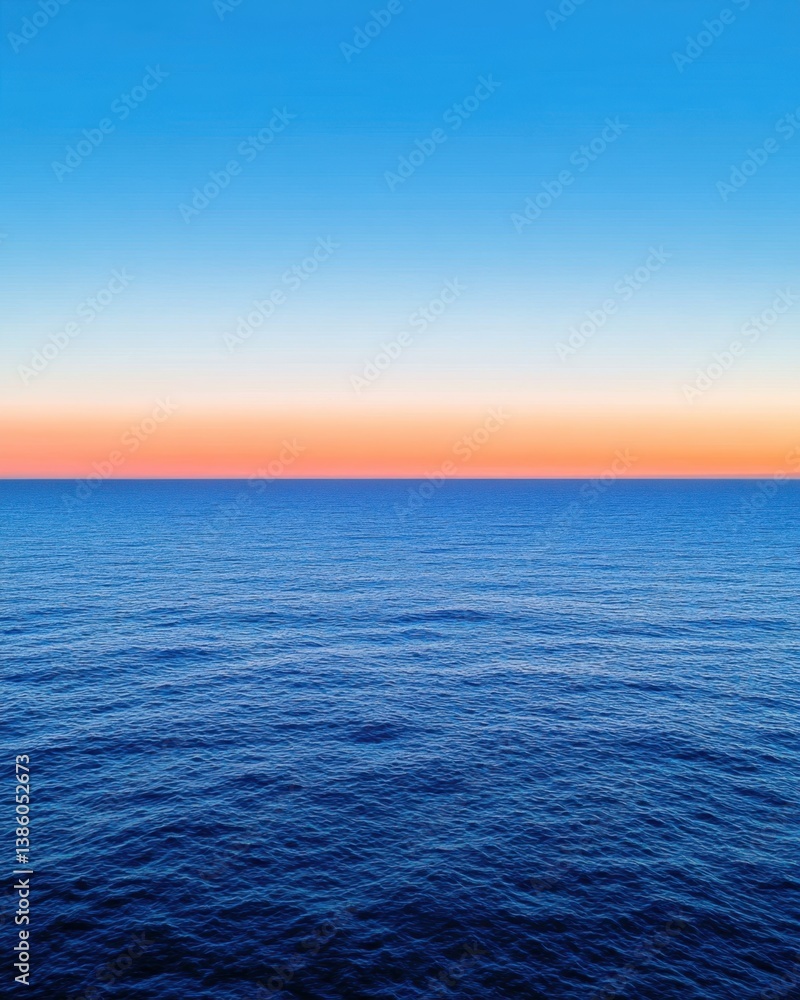 Obraz premium Serene ocean view during sunset with gradient sky evoking calmness and tranquility in a minimalist style