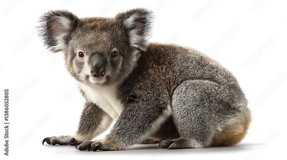 Obraz premium Lone koala on clean white backdrop 