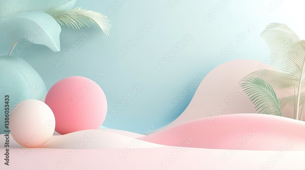 Fototapeta premium A minimalistic summer sale design with soft pastel colors.