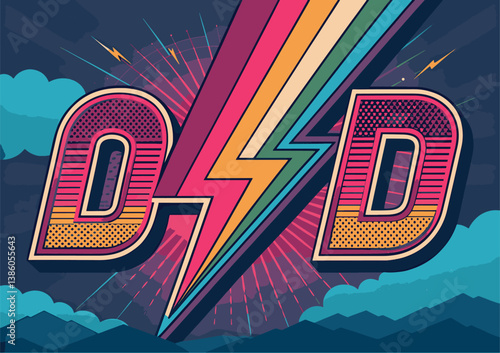 A vector graphic showcasing oversized, bold typography paired with a vivid and dynamic color palette to create an eye-catching design.