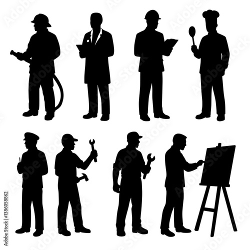 Professional Occupations Silhouette Vector Set