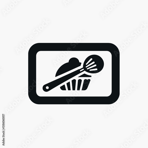 very simple flat and single minimalist Baking Tray Silhouettes in black on a white background