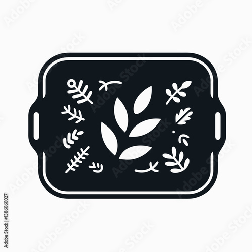 very simple flat and single minimalist Baking Tray Silhouettes in black on a white background