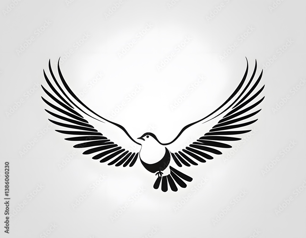 Fototapeta premium Flying dove and eagle wings vector art symbol design