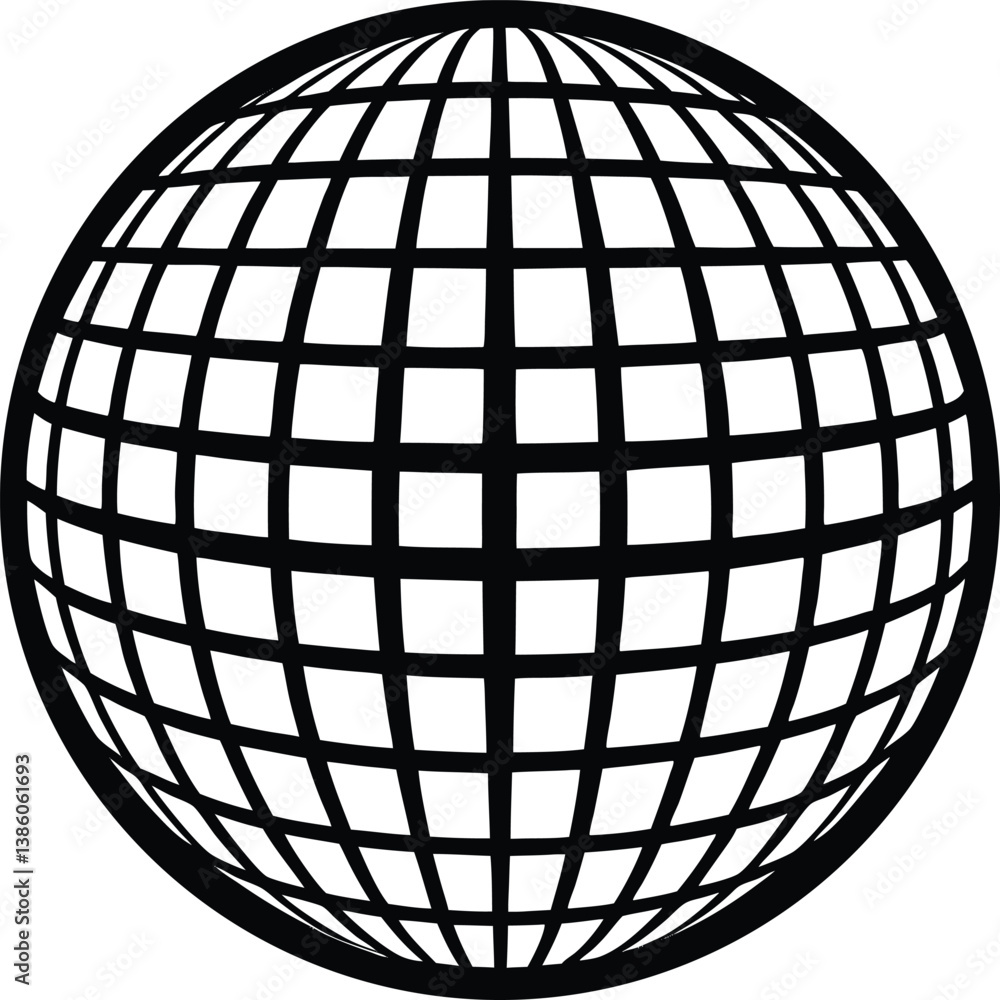 Disco Ball Silhouette Vector – High-Quality Design for Event Graphics Disco Ball Silhouette Vector – High-Quality Design for Event Graphics
