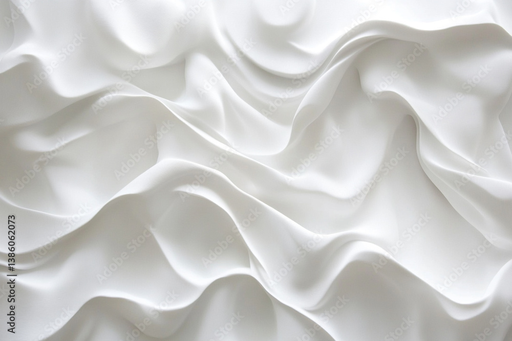 Obraz premium Abstract White Silk Fabric Texture Background with Flowing Wave Pattern