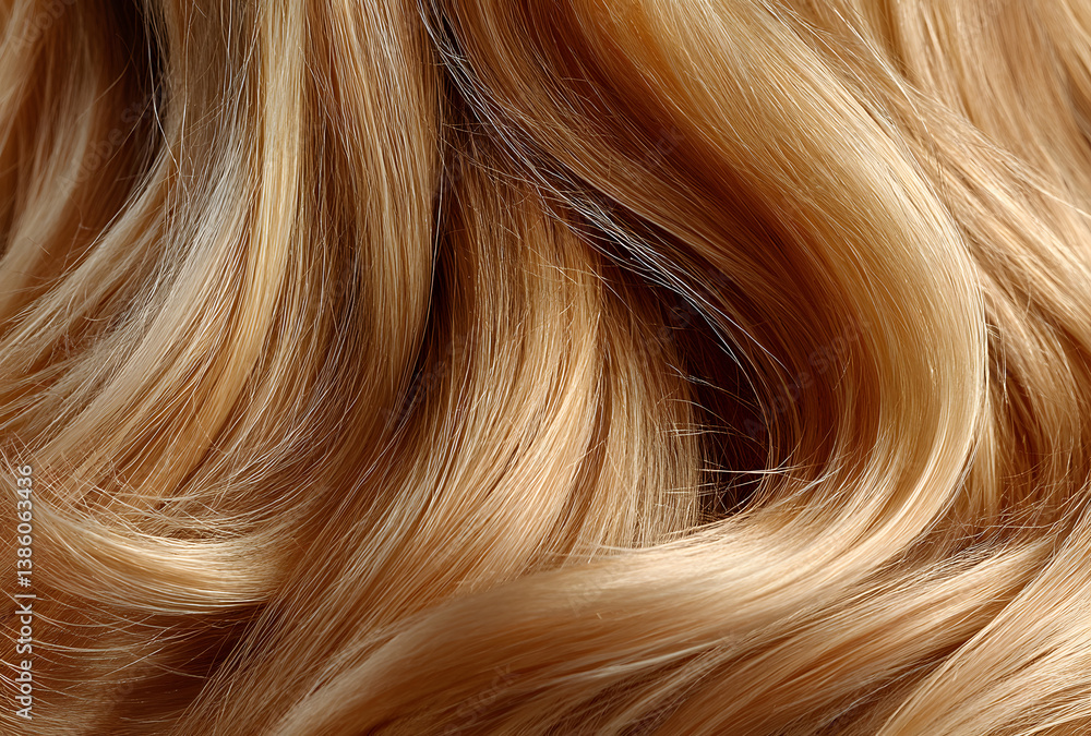 Naklejka premium Blonde hair, background with texture of blonde hair, wavy and straightened, close-up