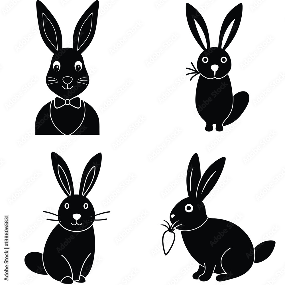 Fototapeta premium vector set of rabbits silhouettes