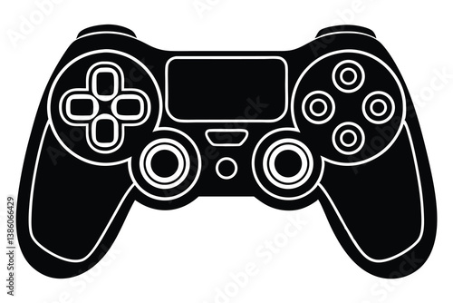 Game pad icon. Game controller silhouette vector design, Video game controller, joystick illustration, minimalist line art drawing of a video game controller