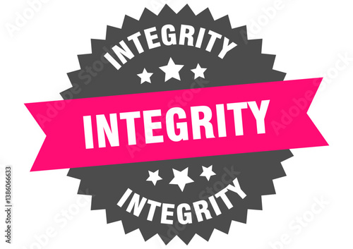 integrity. integrity round pink label isolated on transparent background