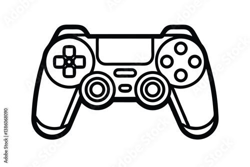 Game pad icon. Game controller silhouette vector design, Video game controller, joystick illustration, minimalist line art drawing of a video game controller