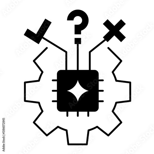 AI Logic Routing and Decision Architecture Symbol. Algorithmic Flow, Rule-Based Processing, and Neural Decision Paths in Artificial Intelligence Systems.