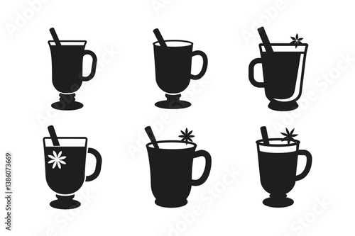 mulled wine cider mug vector art silhouette