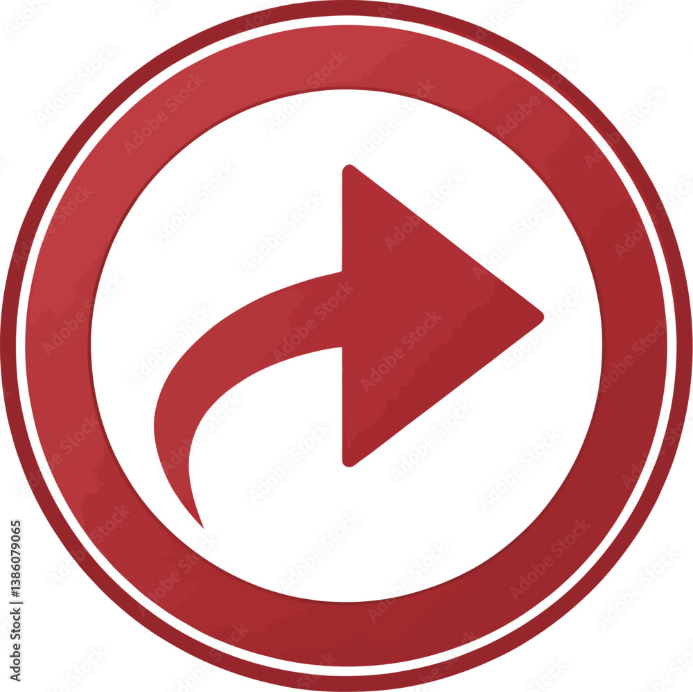 Red circular icon featuring a right arrow symbol indicating direction. Red circular icon featuring a right arrow symbol indicating direction.
