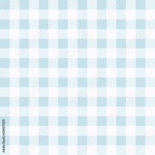 Blue and white gingham fabric seamless pattern. Vector background for design decoration.	