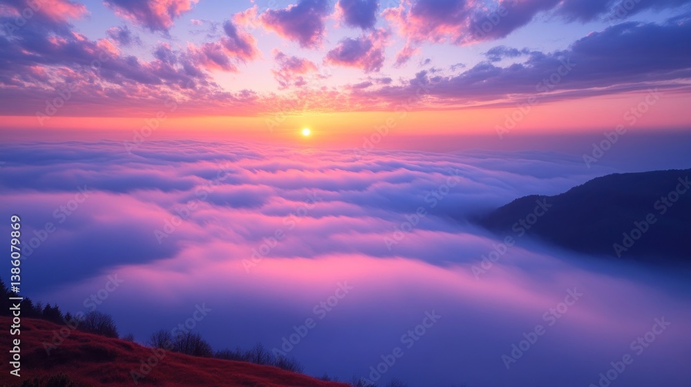 Obraz premium Majestic Sunset Over a Sea of Clouds