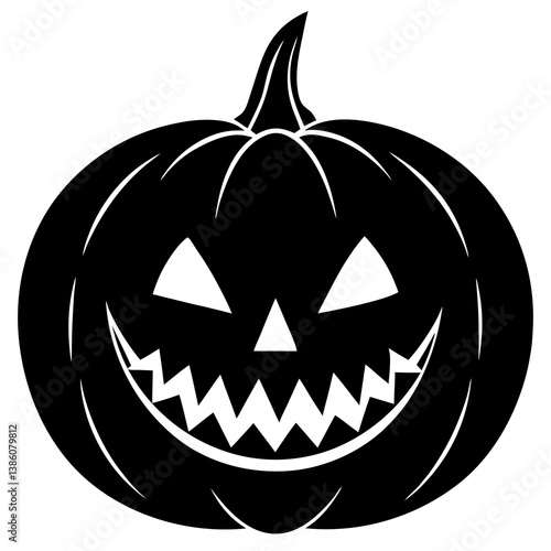 Cute and creepy pumpkin face silhouettes for Halloween design and crafts.
