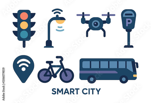 Smart city 3d icon set: traffic, technology, and transportation