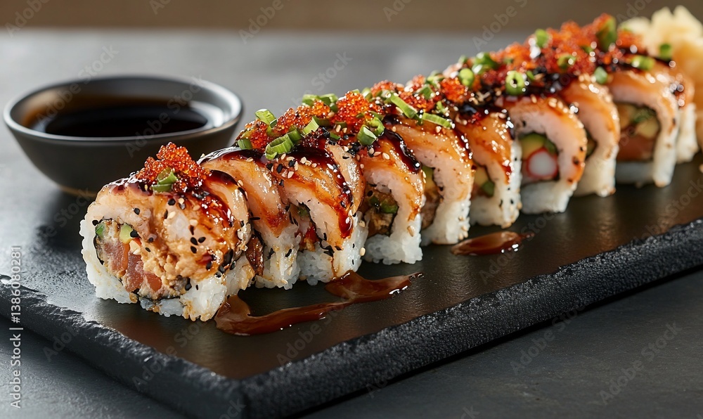 Delicious sushi roll platter Delicious sushi roll platter