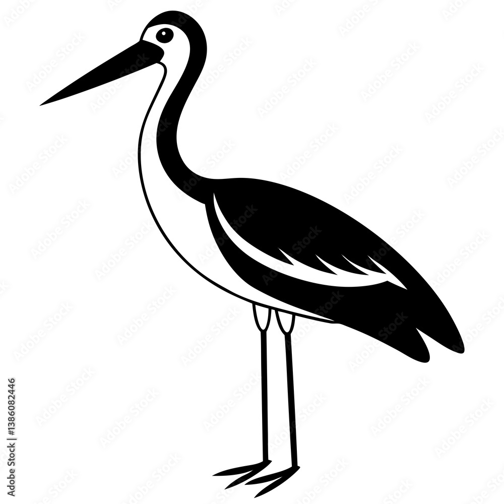 Fototapeta premium Animal Stork silhouette vector illustrator 