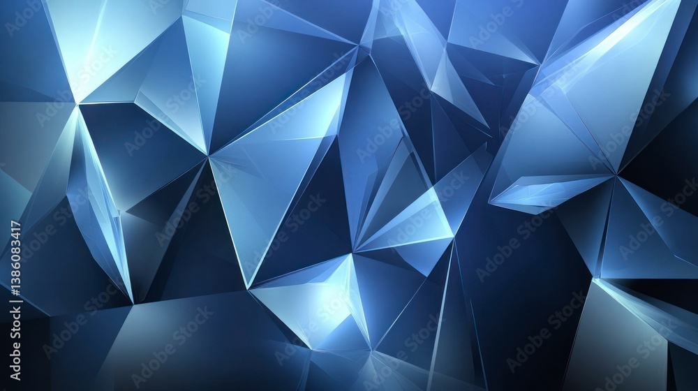 Abstract Geometric Design with Blue Tones and Light Reflections Abstract Geometric Design with Blue Tones and Light Reflections