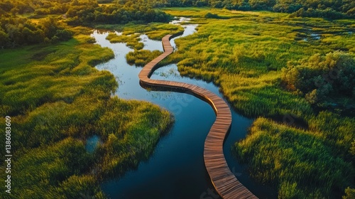 Serene Sunset Walkway over tranquil waters