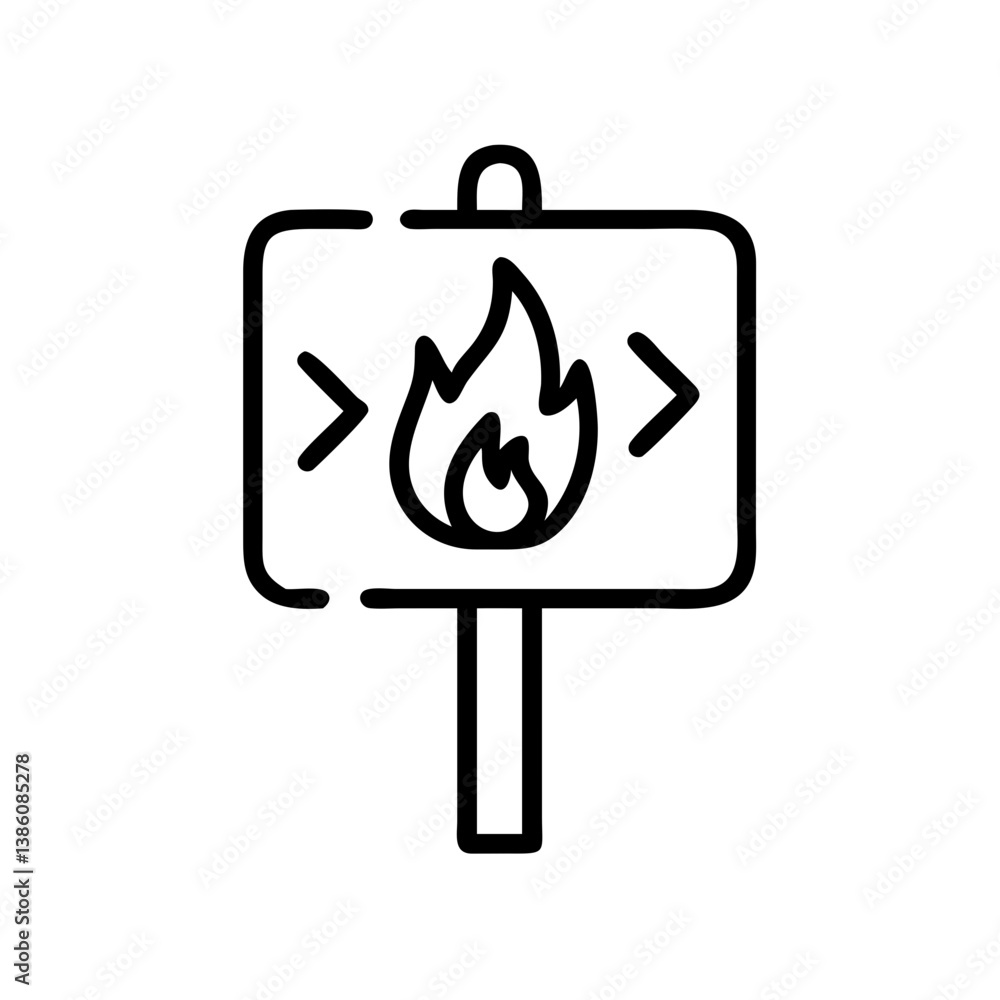 Fire Drill Sign Icon in Minimalist Style Fire Drill Sign Icon in Minimalist Style