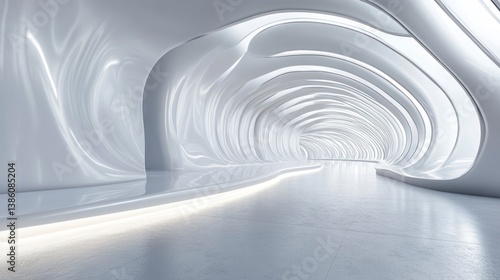 Wallpaper Mural Modern White Tunnel Interior Architecture with Abstract Design and Smooth Surfaces Torontodigital.ca