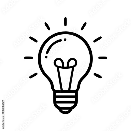 Lightbulb icon glowing bright on a simple background  