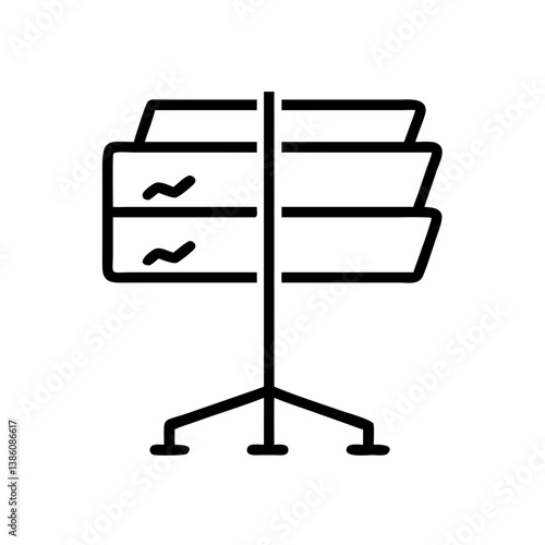Icon of a music folder rack for sheet music display  