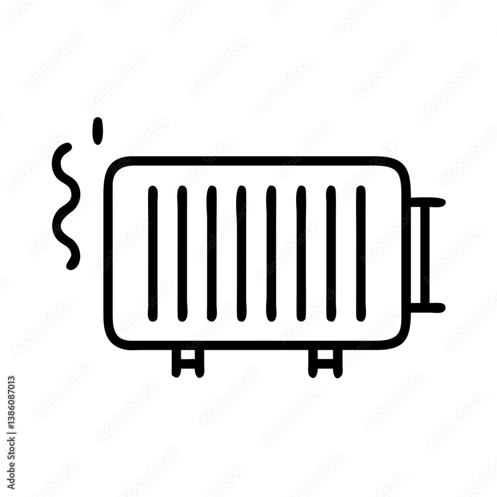 Icon of a heater emitting warmth in a minimalist design Icon of a heater emitting warmth in a minimalist design