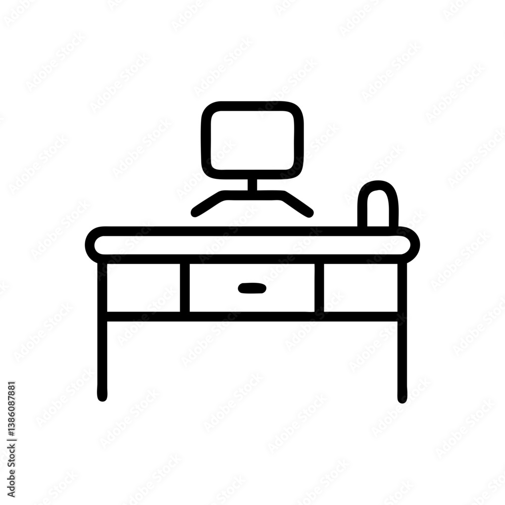 Minimalist desk with computer symbolizing workspace organization Minimalist desk with computer symbolizing workspace organization