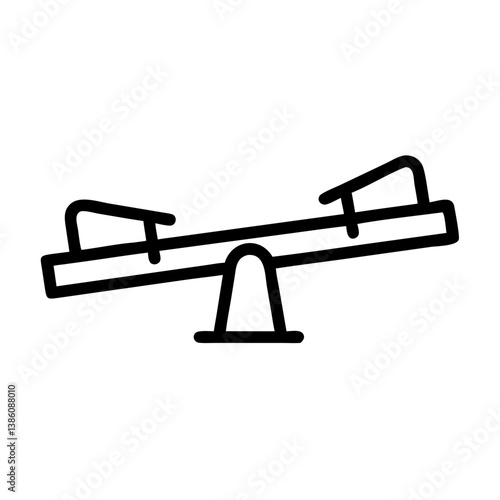 Simple seesaw icon in black outline on white background  