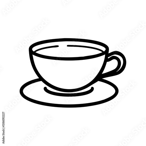 Minimalist tea cup illustration on a saucer  