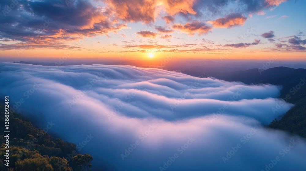 Fototapeta premium Majestic Sunset Over a Sea of Clouds
